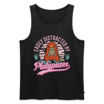 Easily distracted by Platypuse's platypus - Men's Premium Organic Tank Top - black - Front - Michal (187cm)