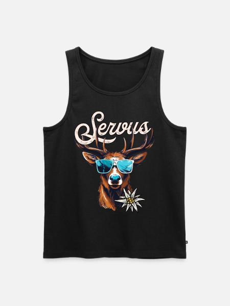Trachtenshirt Herren Trachten T-Shirt bayrisch - Männer Premium Bio Tank Top - Schwarz