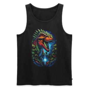 T-Rex Dino im grünen Paradies Fantasy Art - Männer Premium Bio Tank Top - Schwarz - Vorne - AI Model Male 178 light (178cm)