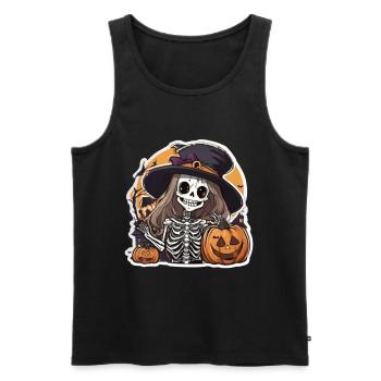 Sorcière Halloween Sorcières Chapeau Sorcières Balai Sorcière Citrouille - Débardeur bio Premium Homme - noir - Devant - AI Model Male 178 light (178cm)