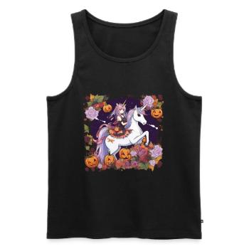 Licorne Halloween Licornes Licorne Helloween - Débardeur bio Premium Homme - noir - Devant - Michal (187cm)