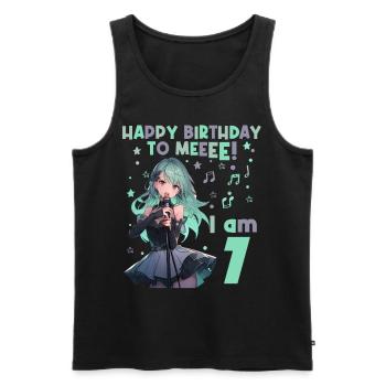 Anime Mandga K-Pop KPop Girl 7ème anniversaire - Débardeur bio Premium Homme - noir - Devant - Michal (187cm)