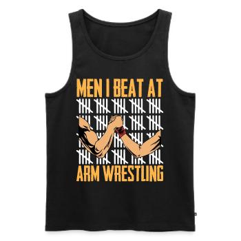 Funny men I've defeated in arm wrestling - Men's Premium Organic Tank Top - black - Front - Michal (187cm)