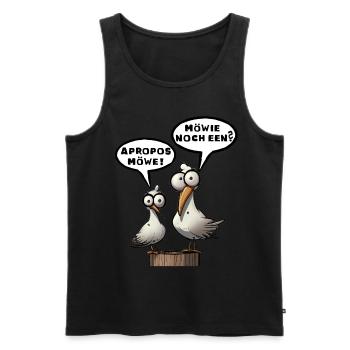 Apropos Möwe! Möwie noch een? Plattdeutsch - Männer Premium Bio Tank Top - Schwarz - Vorne - Michal (187cm)