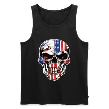 Skulls Skull America Flag Skull Bone - Men's Premium Organic Tank Top - black - Front - AI Model Male 178 light (178cm)