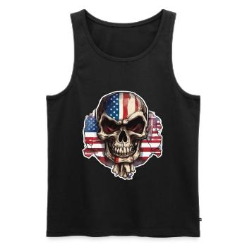 Skulls Skull America Flag Skull Bone - Men's Premium Organic Tank Top - black - Front - AI Model Male 178 light (178cm)