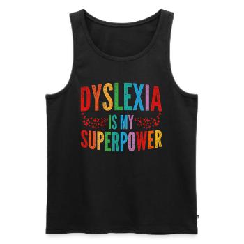 La dyslexie est-elle dyslexique ? - Débardeur bio Premium Homme - noir - Devant - AI Model Male 178 light (178cm)