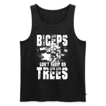 Biceps Don't Grow On Trees - Männer Premium Bio Tank Top - Schwarz - Vorne - Michal (187cm)