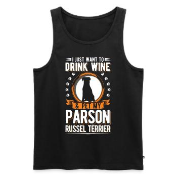 Parson Russell Terrier and wine - Men's Premium Organic Tank Top - black - Front - Michal (187cm)