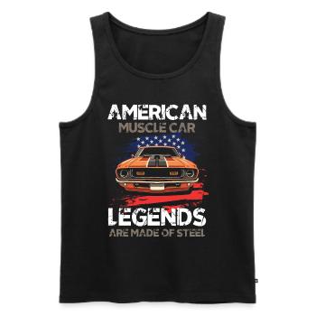 American Muscle Car Legends Are Made of Steel - Männer Premium Bio Tank Top - Schwarz - Vorne - Michal (187cm)