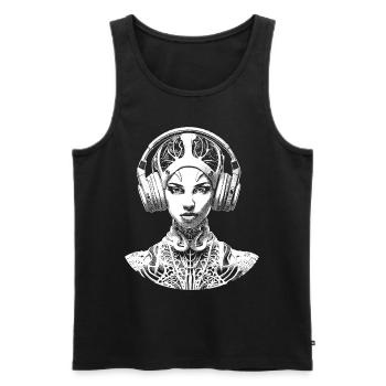 Hip-hop meets avant-garde: The shirt of the future! - Men's Premium Organic Tank Top - black - Front - AI Model Male 178 light (178cm)