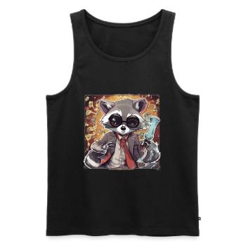 Waschbär - Männer Premium Bio Tank Top - Schwarz - Vorne - AI Model Male 178 light (178cm)