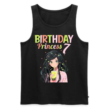 Anime Mandga Boba Bubble Tea 7ème anniversaire - Débardeur bio Premium Homme - noir - Devant - Michal (187cm)