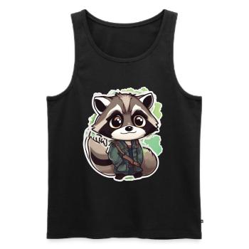 Waschbär - Männer Premium Bio Tank Top - Schwarz - Vorne - AI Model Male 178 light (178cm)