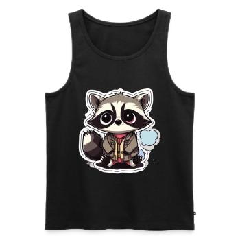 Waschbär - Männer Premium Bio Tank Top - Schwarz - Vorne - AI Model Male 178 light (178cm)