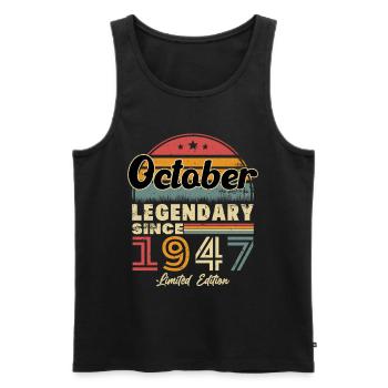 Cadeau D'anniversaire Octobre 1947 Vintage - Débardeur bio Premium Homme - noir - Devant - Michal (187cm)
