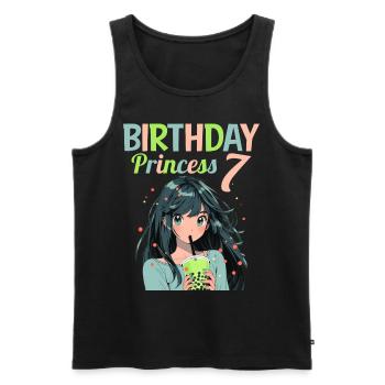 Anime Mandga Boba Bubble Tea 7ème anniversaire - Débardeur bio Premium Homme - noir - Devant - Michal (187cm)