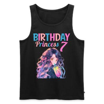 Anime Mandga Boba Bubble Tea 7ème anniversaire - Débardeur bio Premium Homme - noir - Devant - Michal (187cm)