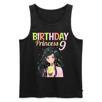 Anime Mandga Boba Bubble Tea 9ème anniversaire - Débardeur bio Premium Homme - noir - Devant - Michal (187cm)
