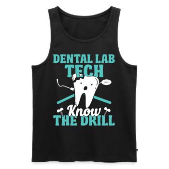 Funny Dental Lab Tech Know The Drill Technician - Men's Premium Organic Tank Top - black - Front - AI Model Male 178 light (178cm)