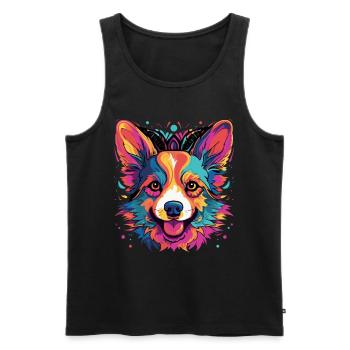Welsh Corgi Colorful - Männer Premium Bio Tank Top - Schwarz - Vorne - AI Model Male 178 light (178cm)