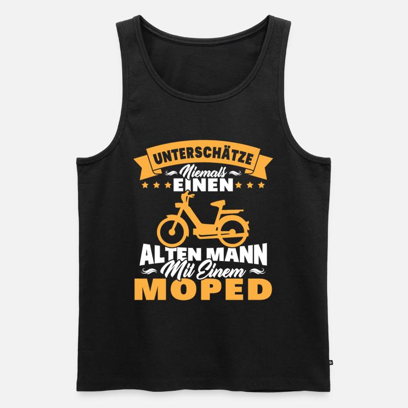 Alten mann mit einem Moped - Männer Premium Bio Tank Top - Schwarz