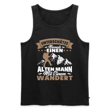 Alten mann mit einem wandert - Männer Premium Bio Tank Top - Schwarz - Vorne - Michal (187cm)