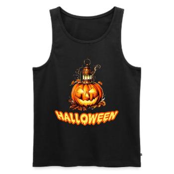 Bad Pumpkin Böser Kürbis Halloween - Männer Premium Bio Tank Top - Schwarz - Vorne - Michal (187cm)
