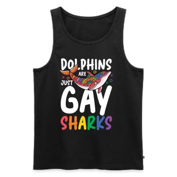 Dolphins Are Just Gay Sharks - Männer Premium Bio Tank Top - Schwarz - Vorne - Michal (187cm)