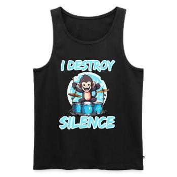 I Destroy Silence Affe Schlagzeug Trommeln - Männer Premium Bio Tank Top - Schwarz - Vorne - Michal (187cm)