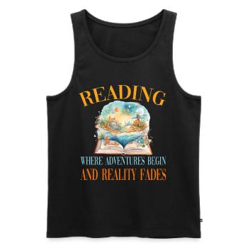Reading Where Adventures Begin Reality Fades - Männer Premium Bio Tank Top - Schwarz - Vorne - Michal (187cm)