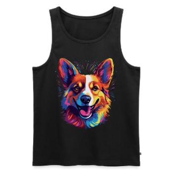 Welsh Corgi Colorful - Männer Premium Bio Tank Top - Schwarz - Vorne - AI Model Male 178 light (178cm)