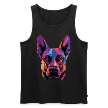 Malinois Belgian Shepherd Dog - Men's Premium Organic Tank Top - black - Front - AI Model Male 178 light (178cm)
