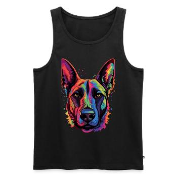 Malinois Belgian Shepherd Dog - Men's Premium Organic Tank Top - black - Front - AI Model Male 178 light (178cm)