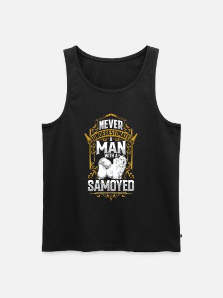 Mann mit Samojede Samojedenspitz - Männer Premium Bio Tank Top - Schwarz