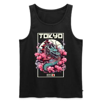 Tokyo Asie 80s Dragon Dragon Rétro Japonais - Débardeur bio Premium Homme - noir - Devant - Michal (187cm)