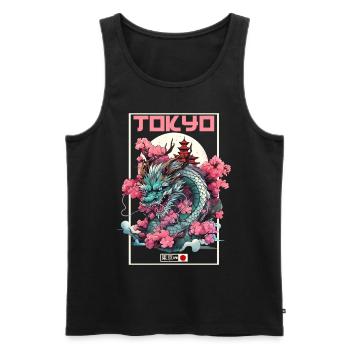 Tokyo Asie 80s Dragon Dragon Rétro Japonais - Débardeur bio Premium Homme - noir - Devant - Michal (187cm)