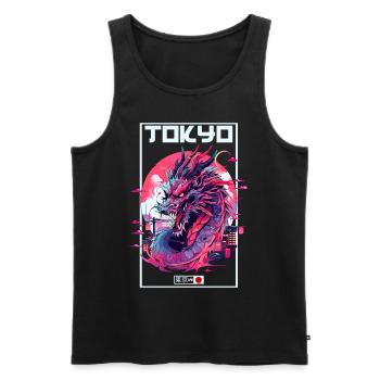 Tokio Asien 80er Japanischer Retro Drache Drachen - Männer Premium Bio Tank Top - Schwarz - Vorne - AI Model Male 178 light (178cm)