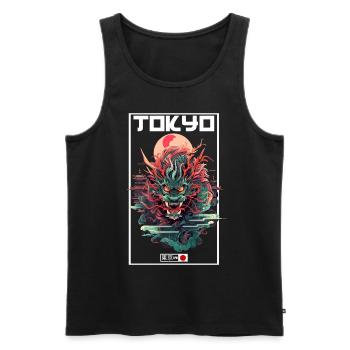 Tokio Asien 80er Japanischer Retro Drache Drachen - Männer Premium Bio Tank Top - Schwarz - Vorne - AI Model Male 178 light (178cm)