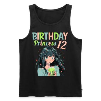 Anime Mandga Boba Bubble Tea 12ème anniversaire - Débardeur bio Premium Homme - noir - Devant - Michal (187cm)