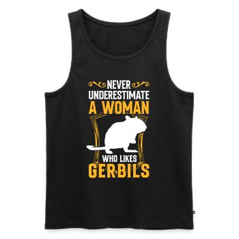 Femme avec gerbille rongeur Gerbille - Débardeur bio Premium Homme - noir - Devant - AI Model Male 178 light (178cm)