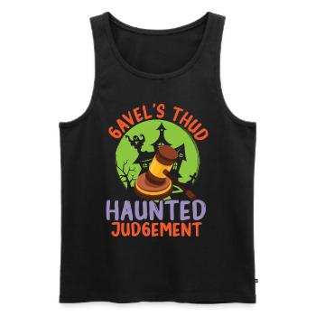 Gavel's Thud Haunted Judgement Lawyer Halloween - Men's Premium Organic Tank Top - black - Front - Michal (187cm)