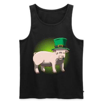 Cochon chanceux de la Saint-Patrick - Débardeur bio Premium Homme - noir - Devant - Michal (187cm)