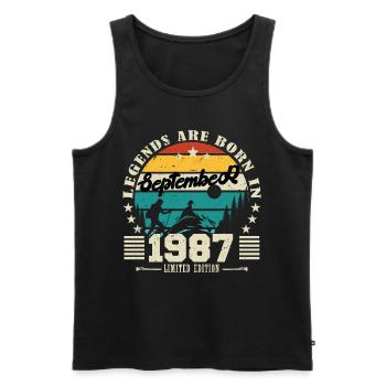 September 1987. Birthday gift September 1987 - Men's Premium Organic Tank Top - black - Front - Michal (187cm)