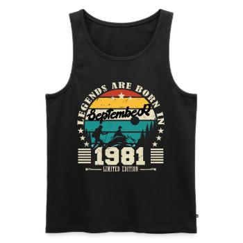 September 1981. Birthday gift September 1981 - Men's Premium Organic Tank Top - black - Front - Michal (187cm)