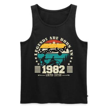 September 1982. Birthday gift September 1982 - Men's Premium Organic Tank Top - black - Front - AI Model Male 178 light (178cm)
