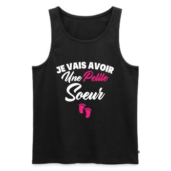 Je vais avoir une petite sœur - Débardeur bio Premium Homme - noir - Devant - Michal (187cm)