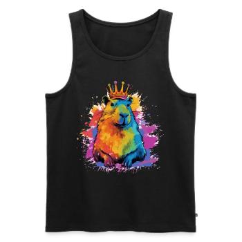 Capybara avec capybara couronne - Débardeur bio Premium Homme - noir - Devant - AI Model Male 178 light (178cm)