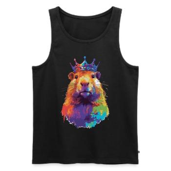 Capybara avec capybara couronne - Débardeur bio Premium Homme - noir - Devant - AI Model Male 178 light (178cm)