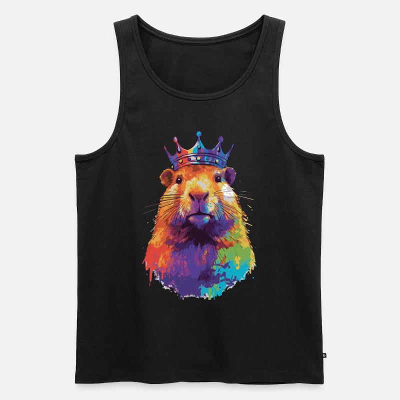 Capybara with crown capybara - Men's Premium Organic Tank Top - black